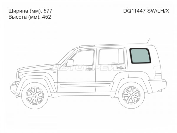 Стекло кузова боковое (не опускное) (Слева / Цвет зеленый) Jeep Cherokee 07-14  / Liberty 07-12