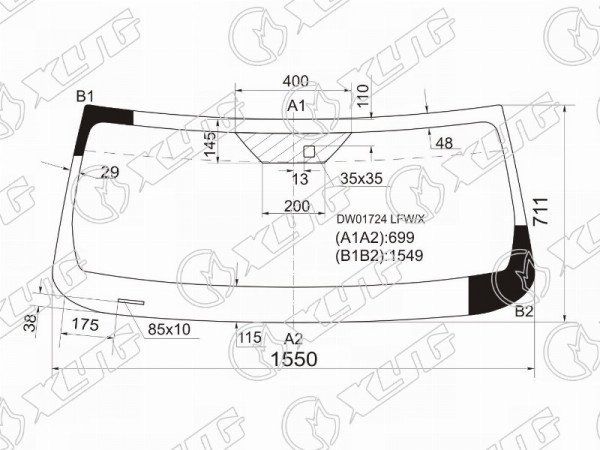 Стекло лобовое (Датчик дождя) Jeep Cherokee 07-14  / Liberty 07-12