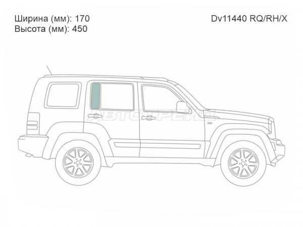 Стекло форточки (Сзади / Справа / Цвет зеленый) Jeep Cherokee 07-14  / Liberty 07-12