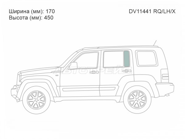 Стекло форточки (Сзади / Слева / Цвет зеленый) Jeep Cherokee 07-14  / Liberty 07-12