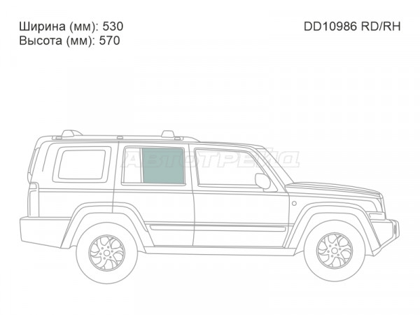 Стекло боковое опускное (Сзади / Справа / Цвет зеленый) Jeep Commander 05-10