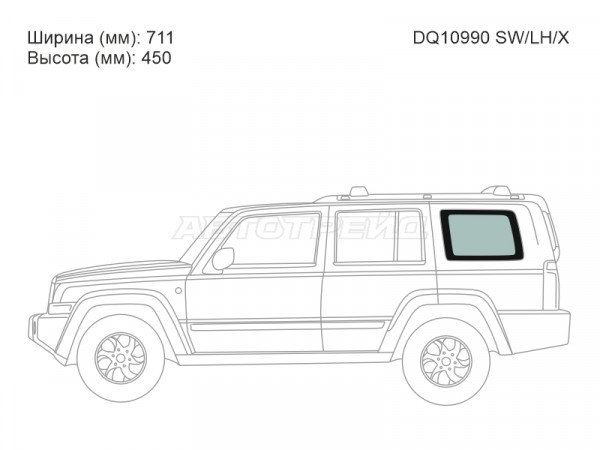 Стекло кузова боковое (не опускное) (Слева / Цвет зеленый) Jeep Commander 05-10