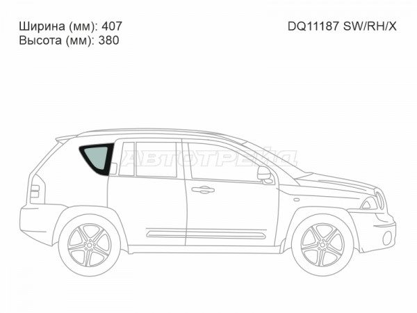 Стекло кузова боковое (не опускное) (Справа / Цвет зеленый) Jeep Compass 06-15