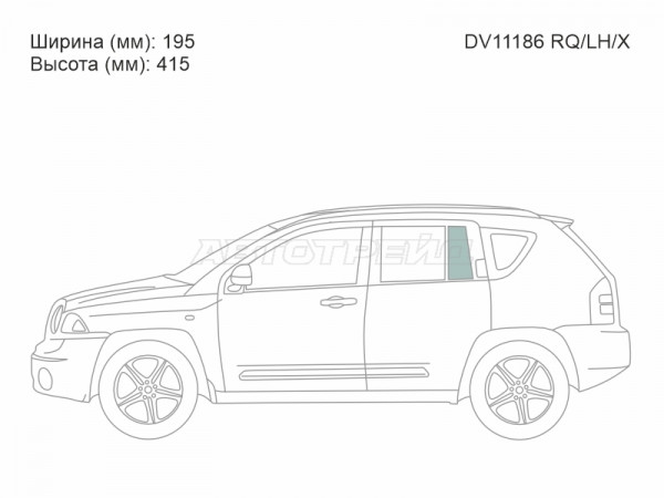 Стекло форточки (Сзади / Слева / Цвет зеленый) Jeep Compass 06-15
