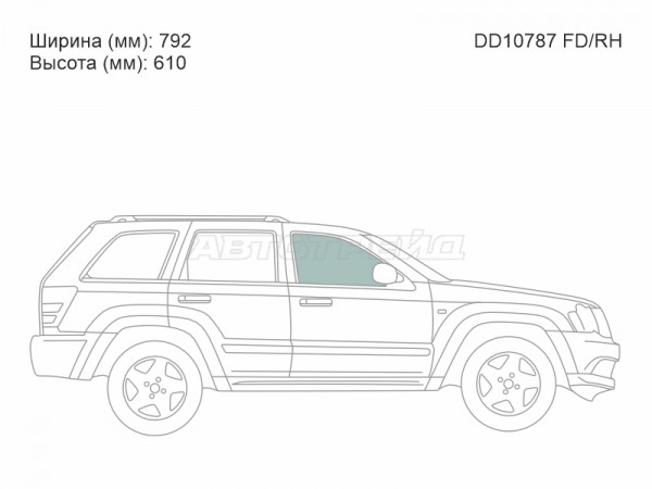 Стекло боковое опускное (Спереди / Справа / Цвет зеленый) Jeep Grand Cherokee 04-10