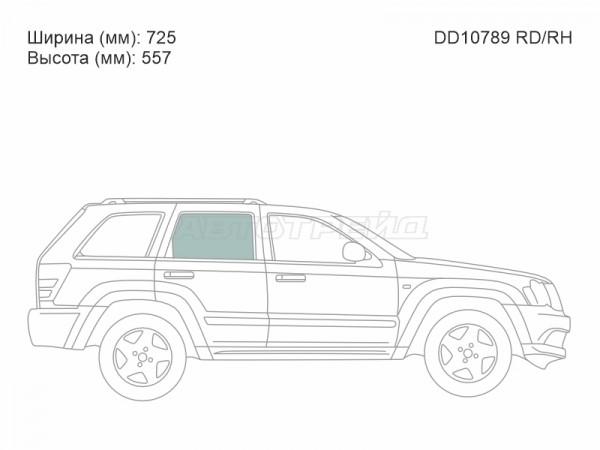 Стекло боковое опускное (Сзади / Справа / Цвет зеленый) Jeep Grand Cherokee 04-10