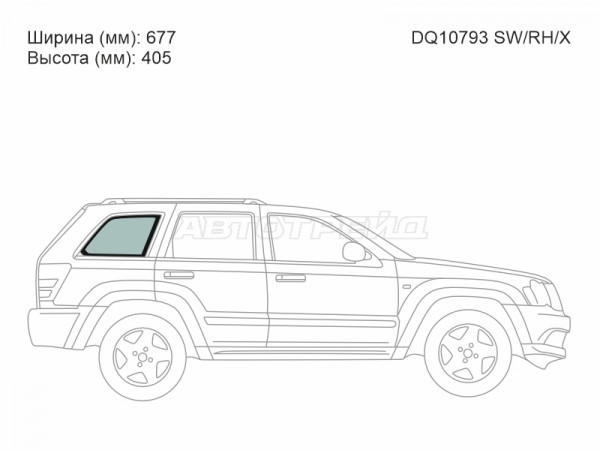 Стекло кузова боковое (не опускное) (Справа / Цвет зеленый) Jeep Grand Cherokee 04-10