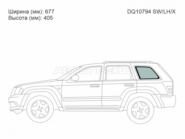 Стекло кузова боковое (не опускное) (Слева / Цвет зеленый) Jeep Grand Cherokee 04-10