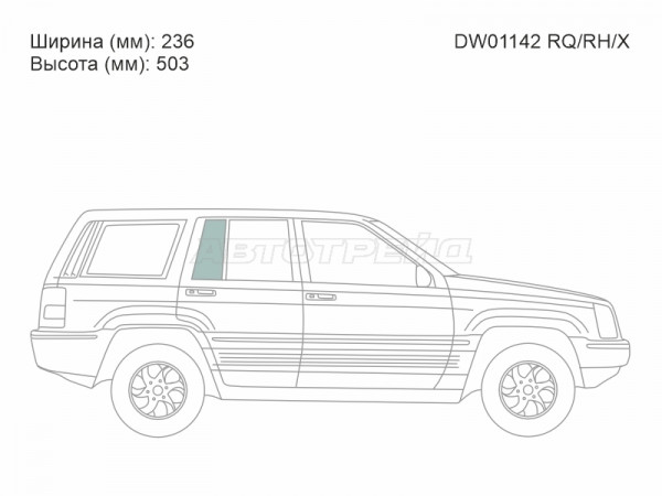 Стекло форточки (Сзади / Справа / Цвет зеленый) Jeep Grand Cherokee 92-98