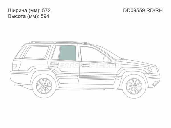 Стекло боковое опускное (Сзади / Справа / Цвет зеленый) Jeep Grand Cherokee 98-05