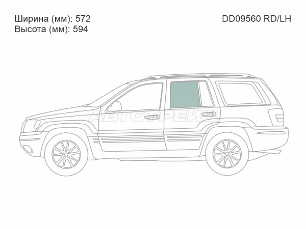 Стекло боковое опускное (Сзади / Слева / Цвет зеленый) Jeep Grand Cherokee 98-05