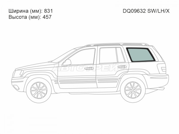 Стекло кузова боковое (не опускное) (Слева / Цвет зеленый) Jeep Grand Cherokee 98-05