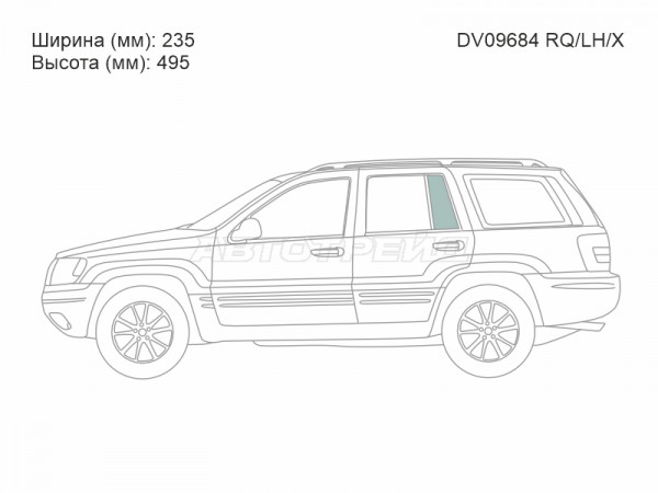 Стекло форточки (Сзади / Слева / Цвет зеленый) Jeep Grand Cherokee 98-05