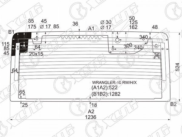 Стекло заднее с обогревом JEEP WRANGLER (JK) 3 /5D 10-18