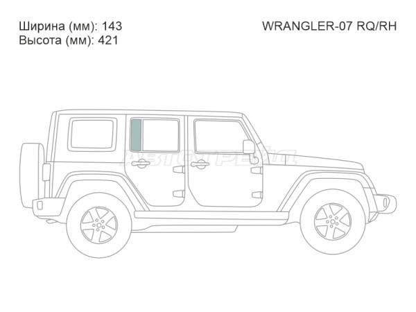Стекло форточки (Сзади / Справа / Цвет зеленый) Jeep Wrangler 06-18