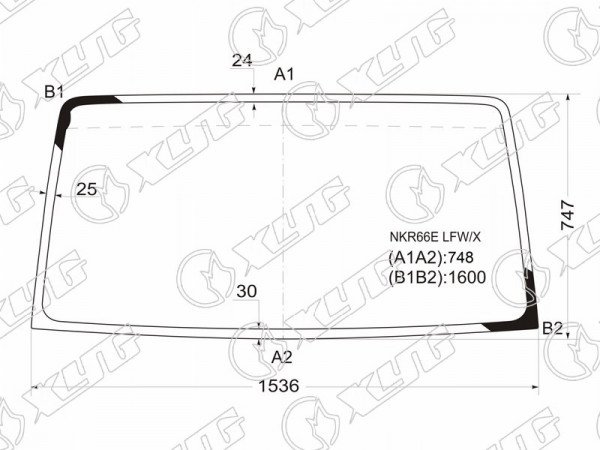 Стекло лобовое ISUZU ELF Cabover NKR 66Е Standart 1,5 т-н 2D Truck (92-)