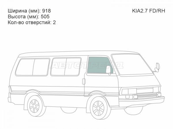 Стекло боковое опускное (Спереди / Справа / Цвет зеленый) Kia Besta 94-97