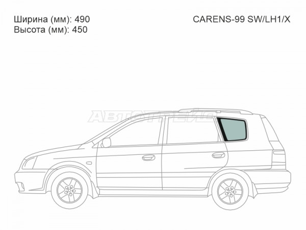 Стекло кузова боковое (не опускное) (Слева / Цвет зеленый) Kia Carens 99-06