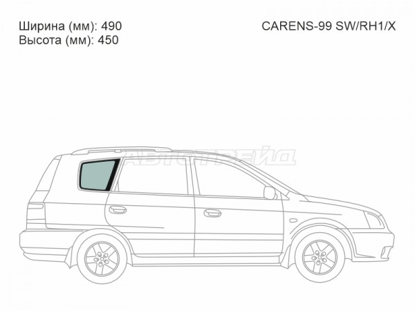 Стекло кузова боковое (не опускное) (Справа / Цвет зеленый) Kia Carens 99-06