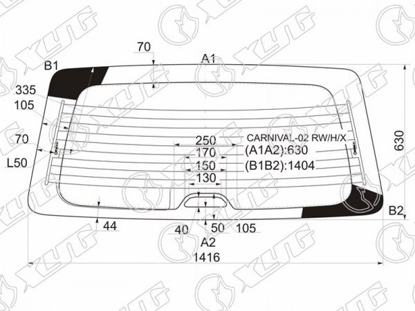 Стекло заднее с обогревом KIA CARNIVAL 02-06