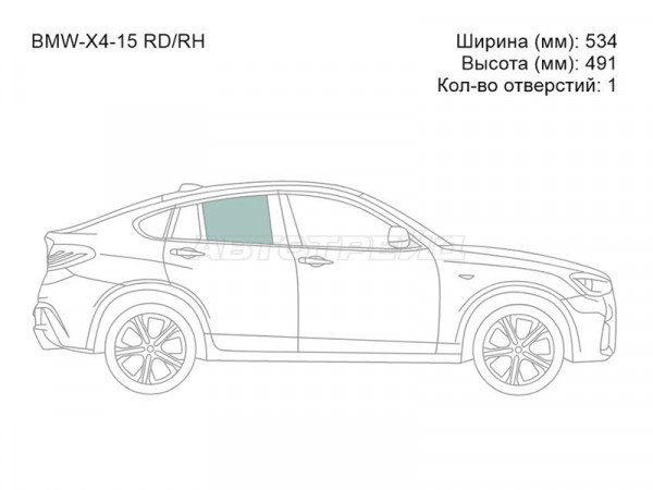 Стекло боковое опускное (Сзади / Справа / Цвет зеленый) BMW X4 14-18