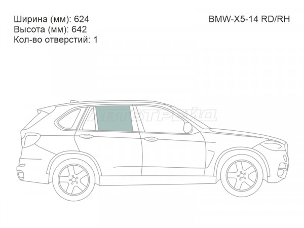 Стекло боковое опускное (Сзади / Справа / Цвет зеленый) BMW X5 13-18