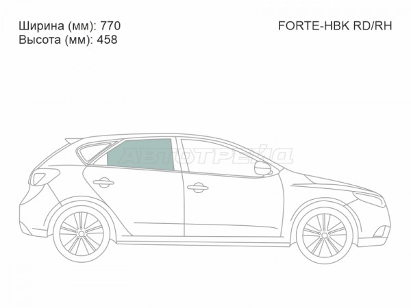 Стекло боковое опускное (Сзади / Справа / Цвет зеленый) Kia Cerato 08-13  / Forte 08-13