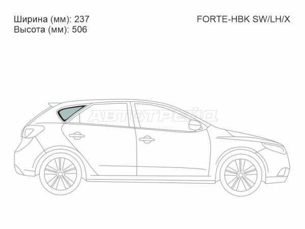 Стекло кузова боковое (не опускное) (Справа / Цвет зеленый) Kia Cerato 08-13  / Forte 08-13