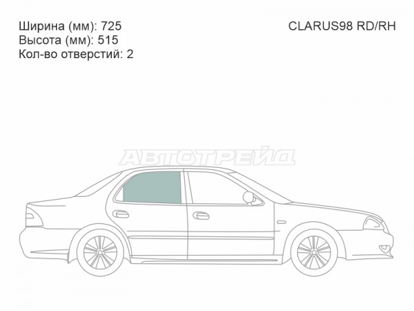 Стекло боковое опускное (Сзади / Справа / Цвет зеленый) Kia Clarus 96-01  / Credos 98-01