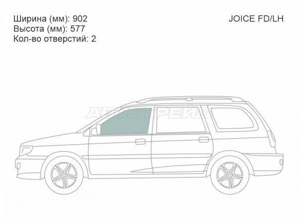Стекло боковое опускное (Спереди / Слева / Цвет зеленый) Kia Joice 00-04