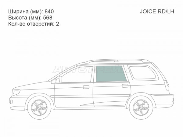 Стекло боковое опускное (Сзади / Слева / Цвет зеленый) Kia Joice 00-04