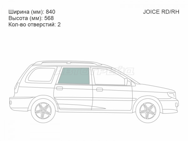 Стекло боковое опускное (Сзади / Справа / Цвет зеленый) Kia Joice 00-04