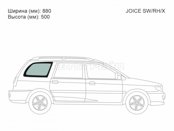 Стекло кузова боковое (не опускное) (Справа / Цвет зеленый) Kia Joice 00-04