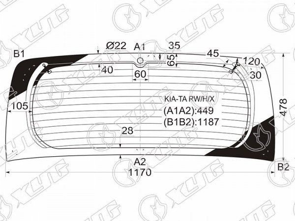 Стекло заднее с обогревом KIA PICANTO 5D HBK 11-17