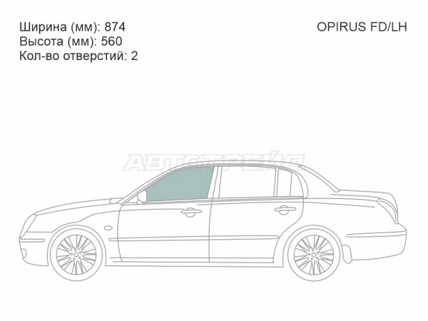 Стекло боковое опускное (Спереди / Слева / Цвет зеленый) Kia Opirus 03-11