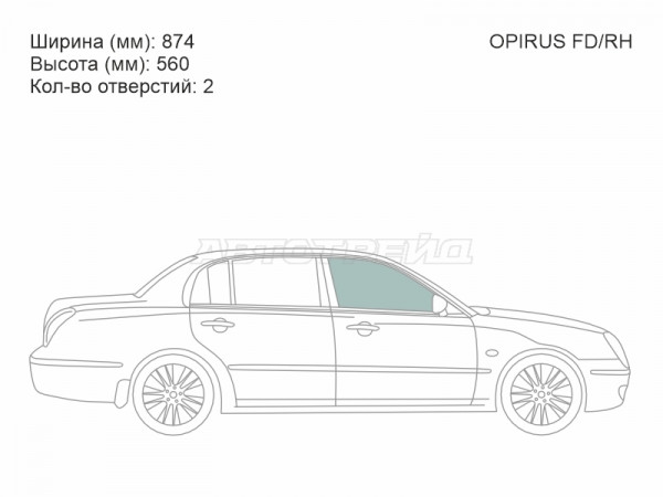 Стекло боковое опускное (Спереди / Справа / Цвет зеленый) Kia Opirus 03-11