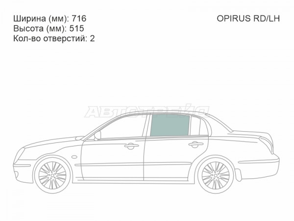 Стекло боковое опускное (Сзади / Слева / Цвет зеленый) Kia Opirus 03-11