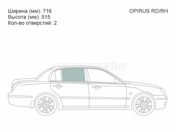 Стекло боковое опускное (Сзади / Справа / Цвет зеленый) Kia Opirus 03-11