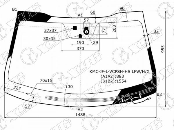 Стекло лобовое с обогревом щеток + дд +д /запотевания KIA OPTIMA 15-