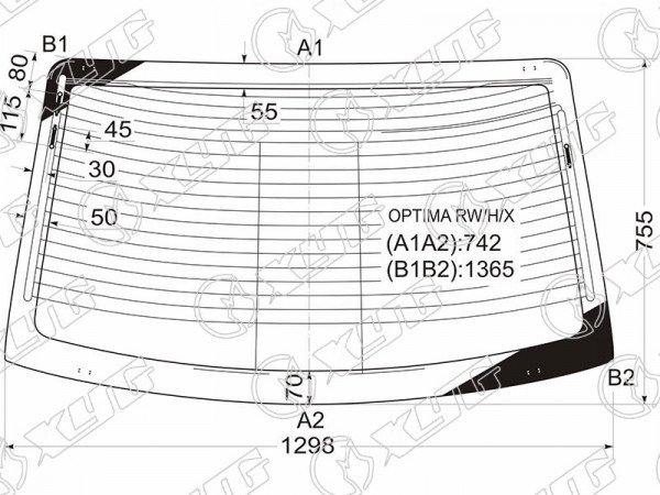 Стекло заднее с обогревом KIA OPTIMA 4D 00-05