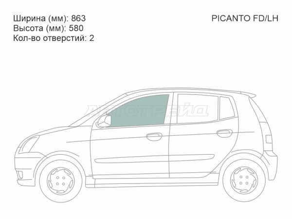 Стекло боковое опускное (Спереди / Слева / Цвет зеленый) Kia Morning 08-09  / Picanto 03-11