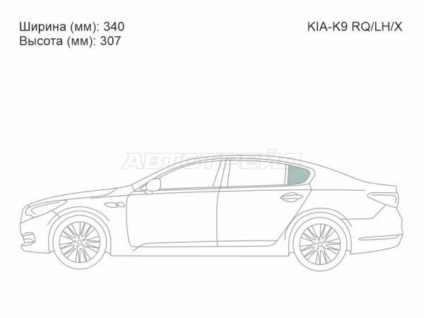 Стекло форточки (Сзади / Слева / Цвет зеленый) Kia K9 12-18  / Quoris 13-19