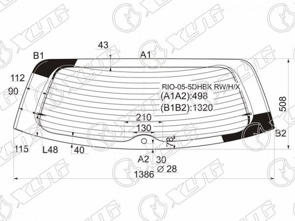 Стекло заднее (Цвет зеленый / Обогрев) Kia Rio 05-11  / Pride 05-09