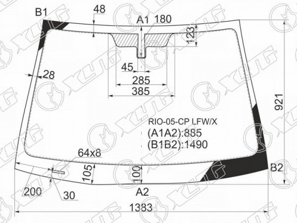 Стекло лобовое KIA RIO II 4 /5D 09-11
