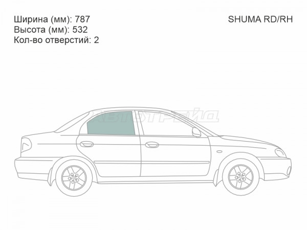 Стекло боковое опускное (Сзади / Справа / Цвет зеленый) Kia Spectra 00-11  / Sephia 98-04