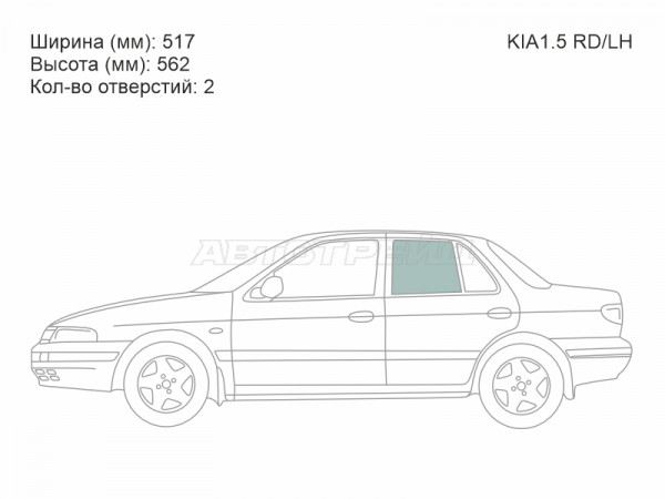 Стекло боковое опускное (Сзади / Слева / Цвет зеленый) Kia Sephia 93-98