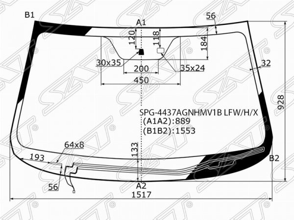 Стекло лобовое с обогревом щеток + дд KIA SORENTO II 09-12