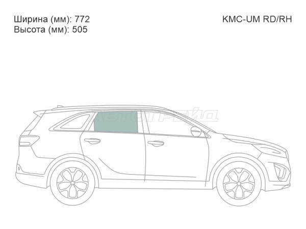 Стекло боковое опускное (Сзади / Справа / Цвет зеленый) Kia Sorento 14-20  / Sorento Prime 14-20